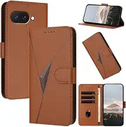 [Oduio] with Pixel 9a Case,Card Holder Slots Wallet Case Suitable for Google Pixel 9A, Fashion PU Leather Kickstand Magnetic Folio 9A Google Pixel Phone Case for Women and Men,Brown