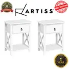 2x White Bedside Tables Storage Drawers Nightstand Cabinet for Bedroom