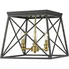 Z-Lite 447F14-MB-OBR Trestle Flush Mount Matte Black and Olde Brass