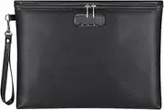 LeoLeozz Fireproof & Waterproof Document Bag - 14.3x10.2 Secure Storage Pouch with Lock for A4 Files, Cash, Passport, Electronics (Black,11.2"x7.6")