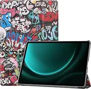 [YKNIUFLY] Case for Samsung Galaxy Tab S9 FE Plus, PU Slim Cover, with Auto Sleep/Wake up Hard Trifold Stand Cover, Case for Samsung Galaxy Tab S9 FE Plus.(Graffiti)
