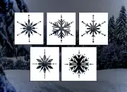 Set of 5 Snowflake Reusable Stencils (Many Sizes)