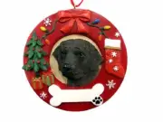 E&S Pets Labrador Chocolate Christmas Ornament Wreath Shaped Easily Personalized
