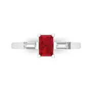 1.05 ct Emerald Cut 3 stone Tourmaline Engagement Wedding Ring 14k white gold