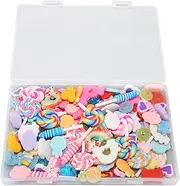 120Pcs Plastic Candy Sweets Charms Set, Slime Charm Candy Design DIY Accessory, Cartoon Charm Candy Making Supplies for DIY Scrapbooking Crafts