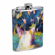 Cat Art Em8 Flask 8oz Stainless Steel Hip Drinking Whiskey