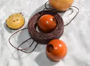 Jewelry Making Kit - Roll of brown waxed cord, 3 wooden beads and Button