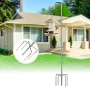 Shepherd Hook Garden, 195 cm Bird Feeder Pole, 5 Prongs, Silver, Adjustable Metal Hook for Bird Feeders, Weatherproof Lantern Holder for Lights, Wedding Decoration