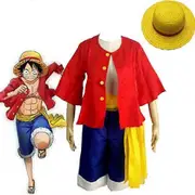 Hongze One Piece Adults Cosplay Monkey D. Luffy Pirate Straw Hats Anime Manga Halloween Costume Fancy Dress Up L
