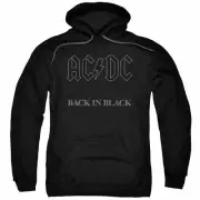 AC/DC Back in Black Hoodie Sweatshirt Mens Licensed Rock N Roll Music Band Black