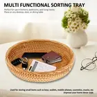 3 Pcs Round Rattan Tray Handwoven Rattan Serving Tray Decorative Serving ShReM
