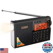 New VER Shortwave Radio AIR/VHF/AM/FM/Weather 6-Bands with Bluetooth/TF Card,
