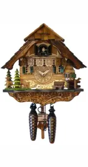 Quartz Cuckoo Clock Black forest house EN 453 Q NEW