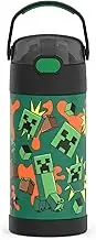 THERMOS FUNTAINER Water Bottle with Straw - 12 Ounce, Minecraft - Kids Stainless Steel Vacuum Insulated Water Bottle with Lid