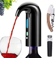 Yoocylii Electric Wine Aerator Pourer, Portable One-Touch Wine Decanter & Dispenser, USB Rechargeable, Black, 60-80 Bottles, Modern Style