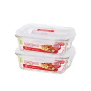 Lock & Lock Glass Rectangle Container Set/2 630ml
