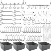 Pegboard Hooks Assortment with Pegboard Bins, Peg Locks, for Organizing 80 Piece