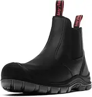 [ANGRYRAM] Steel Toe Work Boots for Men Slip-on Chelsea Boot, Men's Industrial & Construction Shoes, Waterproof, Lightweight, Comfortable, Non-Slip Safety Boots