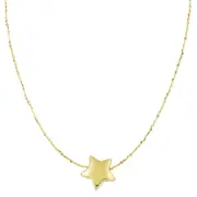 14k Yellow Gold Sliding Puffed Star Pendant Necklace, 18"