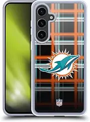 Head Case Designs Officially Licensed NFL Ombre Black Plaid Miami Dolphins Art Soft Gel Case Compatible with Samsung Galaxy S24+ 5G