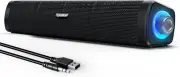 USB Computer Speakers w/ 3.5 Mm Aux LED Lights for Monitor Laptop Phone (Black)