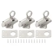 3Pcs Spring Bounce Lock, Zinc Alloy Pull Ring Spring Bounce Door Bolt, Silver
