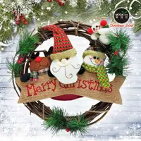 在飛比找松果購物優惠-摩達客耶誕-13吋聖誕老人雪人麋鹿麻布樹藤花圈 (5.3折)