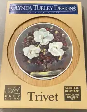 RARE! 1995 Glynda Turley Southern Tradition Floral Art Tile Trivet Vintage 90s