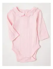 [Sprout] Frill Collar Bodysuit in Pink
