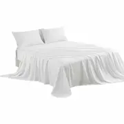 2000TC Cooling Bamboo Sheet Set Flat Fitted Sheet Set Pillowcases 5 Size White