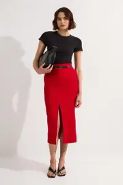 Tall Textured Tweed Tailored Pencil Skirt