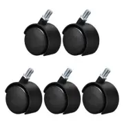 5 Pcs Nylon Caster, Swivel Twin Wheel Threaded Stem Casters, (Black, M10x15mm)