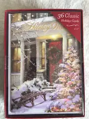 36 Classic Holliday Cards 5x7 Holiday Wishes CR Gibson LLC Christmas NIB