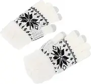 [LIFKOME] Warm Comfortable Snowflake Pattern Gloves Plus Thick Knitting Gloves One Size Stretchy Fit for Winter Outdoor Activities