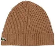 [Lacoste] Essentials Ribbed Wool Beanie Cookie