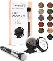 Root Concealer Touch Up Powder | All-Natural Crushed Minerals With Brush | Fast and Easy Total Gray Hair Cover up For Black | Brown | Auburn and Blonde Hair .32 ounce (Black)