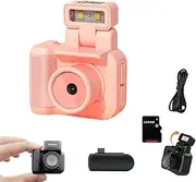 2025 New 64g Retroscope Mini Camera, Gen.2 Mini Retro Keychain Cameras, Tiny Nostalgic Cameras, 1080p HD Screen, Built-in Filter, 90° Flip Flash (Pink,128G)