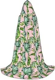 SKKNT Fresh Banana Leaves Print Halloween Hooded Cloak Full Length Cape With Hood For Men And Women For Carnival