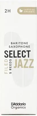 D'Addario Organics Select Jazz Filed Baritone Saxophone Reeds - 2 Hard (5-pack)