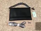 NEW DEUX LUX BLACK ROMA CLUTCH HOLOGRAM METALLIC STRAP CONVERTIBLE PURSE BAG