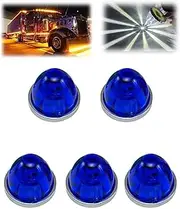 5PCS LED Watermelon Lights for Semi Truck – 12V-24V Side Marker Indicator Lamps, Waterproof Amber Red Lens, Universal Watermelon Lights for Trailer, RV, Pickup, and Heavy-Duty Vehicles(Blue)
