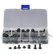 110Sets Black Screws Leather Rivets Assorted Screw Rivets M5 Binding Screws f...