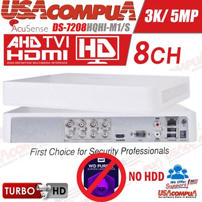 IDS-7108HQHI-M1/S Hikvision CCTV 8ch 1080P H.265 AcuSense DVR Audio Over Coaxial
