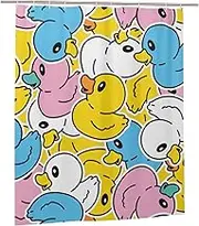 Fiokroo Colorful Rubber Ducks Shower Curtain 60x72in Waterproof Polyester Fabric Cute Ducky Bath Curtain with 12 Hooks, Shower Curtains Sets for Home Bathroom Decor