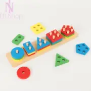 Wooden Sorting Stacking Montessori Toy Shape Color Blocks Recognition & Matching