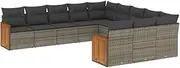 vidaXL - Modular Grey Poly Rattan Garden Sofa Set with Cushions, 11 Pieces, Weather-Resistant Outdoor Patio Seating with Storage - Includes Corner, Centre, and Armrest Lounge Chairs