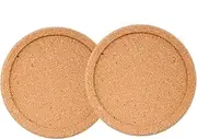Natural Round Cork Coasters for Drinks with Lip Edge Absorbent Heat and Water Resistant Reusable Durable Saucers for Bar Glass Cup/Mug Coffee Coasters (2, PCS)