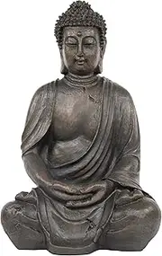 Alpine Corporation GEM170 Buddha Statue, 10" L x 8" W x 15" H, Bronze