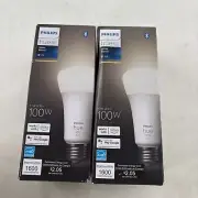 2 X Philips Hue 100W A21 Smart LED Light Bulb - White - New In BOX