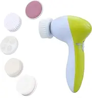 Facial Cleansing Brush - Facial Scrubber for Skin Cleansing, Exfoliating, and Massaging - Waterproof with 5 Interchangeable Heads - Green